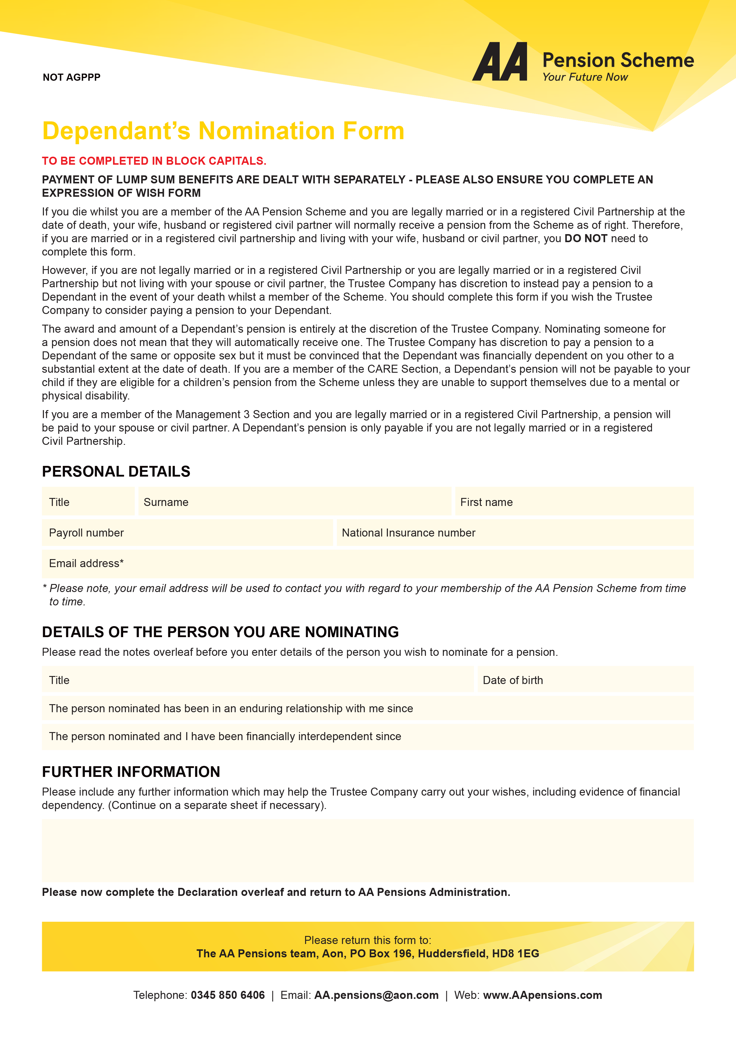 Dependant’s Nomination Form